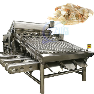 Bom preço Equipamento de processamento de frutos do mar Máquina de triagem de camarão Máquina de classificação automática de tamanho de camarão on-line