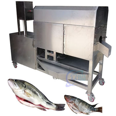 A máquina de descascagem e visceral do peixe é feita de aço inoxidável 304 máquina de corte e limpeza do peixe