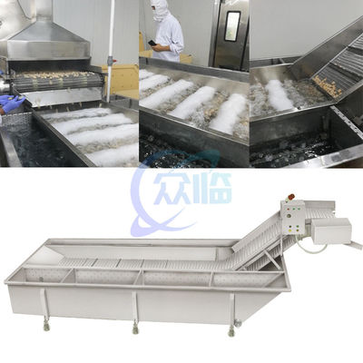 Bom preço Linha de produção de camarão de sushi a vapor Máquina de refrigeração de água de camarão branqueado Máquina de refrigeração de camarão cozido on-line