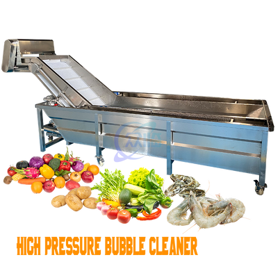 Bom preço Máquina automática de lavar frutos do mar, peixes, bolhas, máquina de lavar camarão, descongelar, correia transportadora on-line