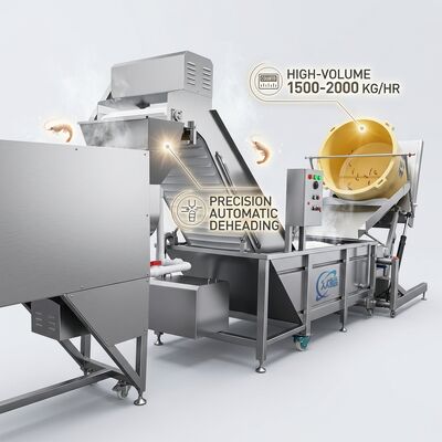 Bom preço Separador de cabeça de camarão industrial SUS304 aço inoxidável 2000-2500KG 5.5KW 440V Para fábrica de alimentos congelados on-line