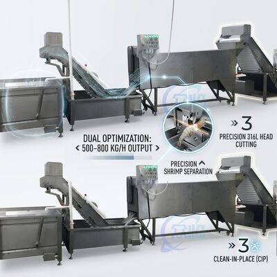 Bom preço Máquina Portátil de Triagem de Cabeça de Camarão Anti Corrosiva SUS316 2000-2500KG 11.7KW 380V on-line