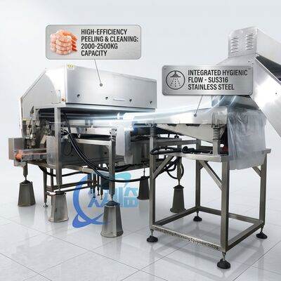 Bom preço Máquina de remoção de cabeças de camarão de baixo ruído higiênica SUS304 2500-3000KG 2.2KW 50Hz Para planta de processamento de peixe on-line