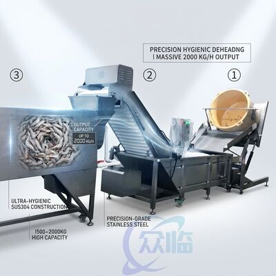 Bom preço Máquina de Classificação e Descascamento de Camarão em Escala Industrial SUS304 Aço Inoxidável 2500-3000KG 11.7KW 380V on-line